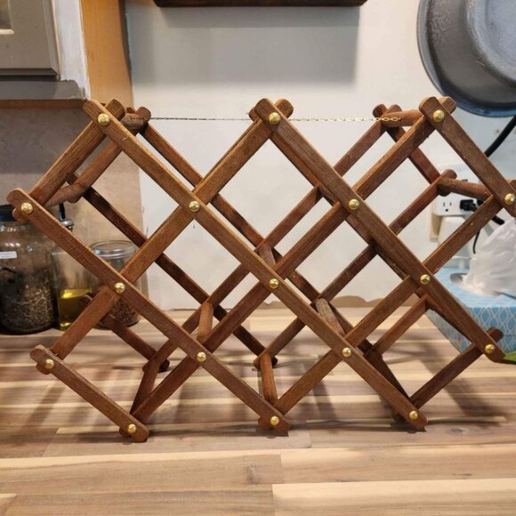 Vintage Accordian Wine Rack With Chain Mid Century Modern - Picture 4 of 4